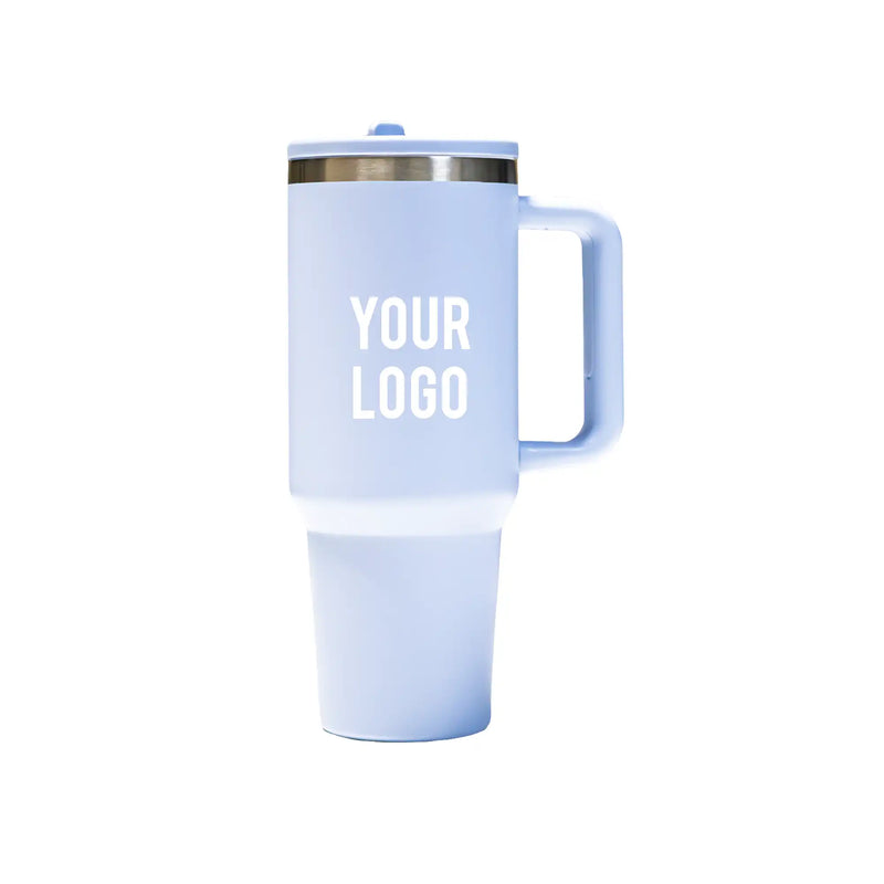 Double Walled Tumbler With Handle And Flip Straw