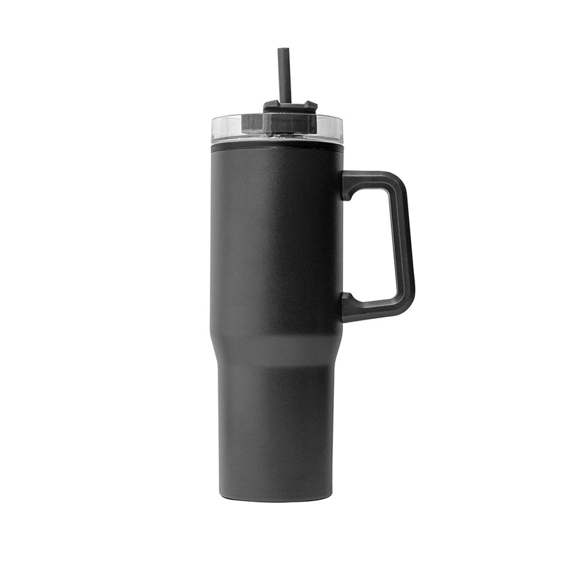 Black Tumbler with Straw and Handle