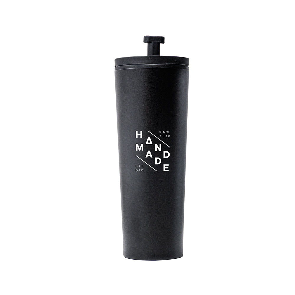 Black Tumbler with Straw – Double Wall