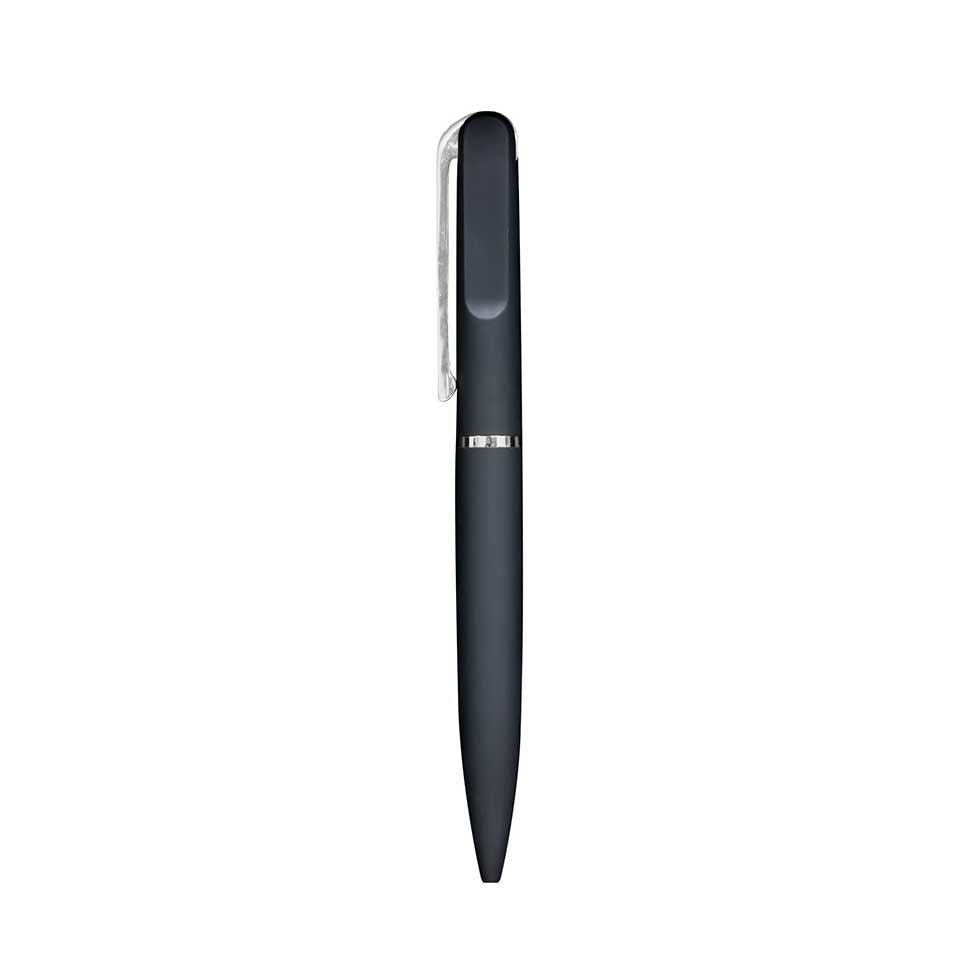 Black Metal pen with Rubberized barrel Silver