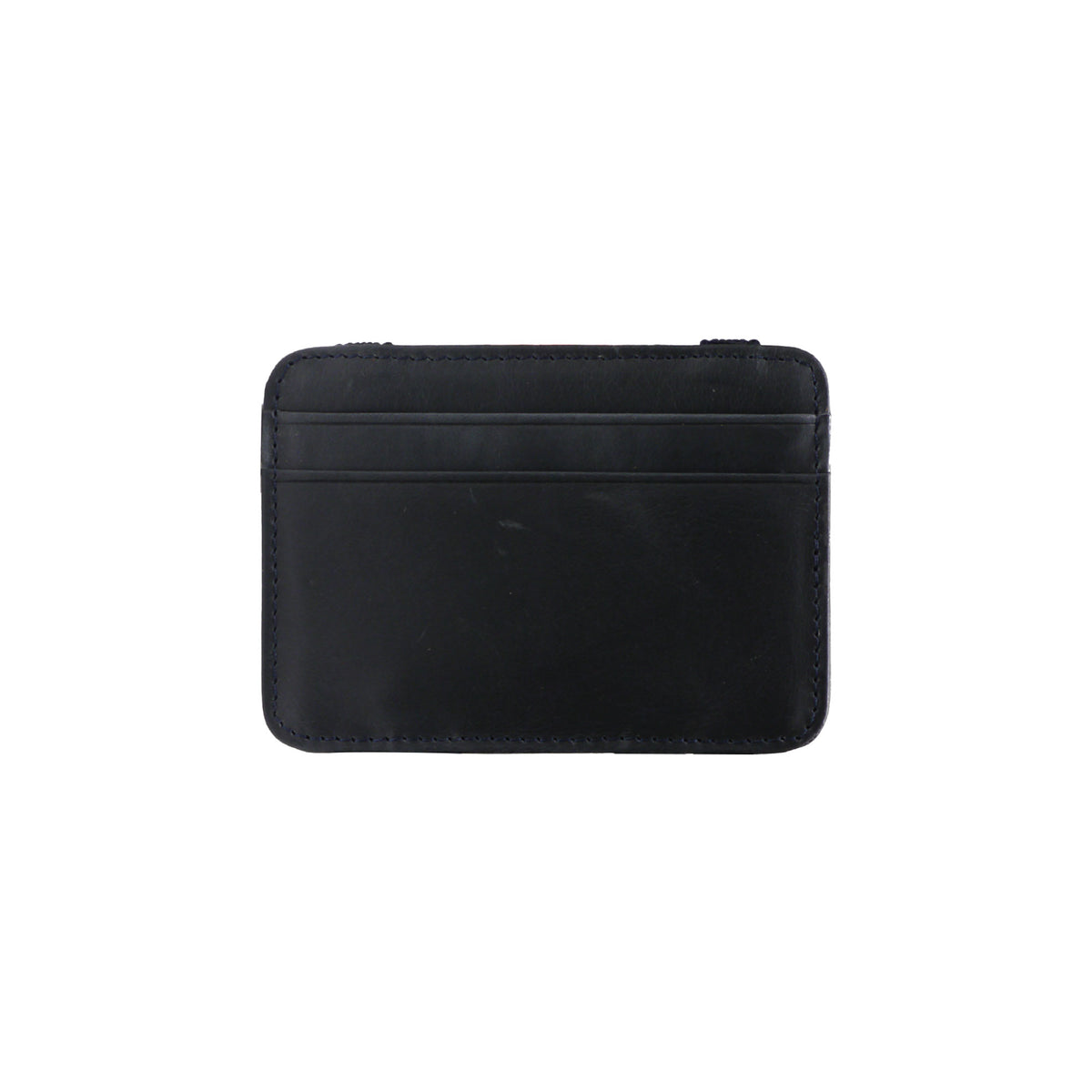 Leather card holder with both side opening Black