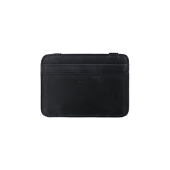 Leather card holder with both side opening Black