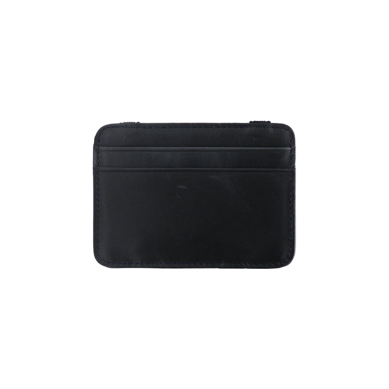 Leather card holder with both side opening Black