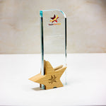 Crystal Award With Wooden Star Base
