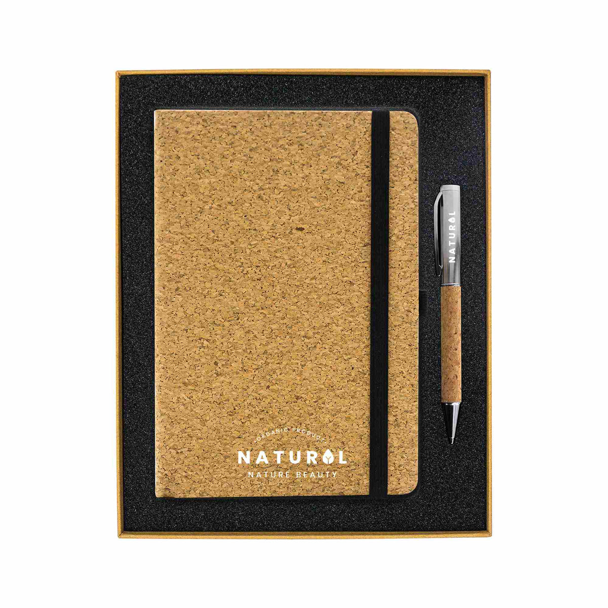 Gift Box Cork Pen and Cork notebook with foam