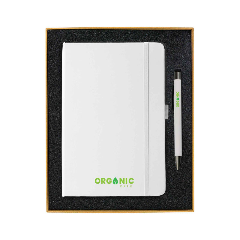 Giftbox With White PU Notebook and Pen