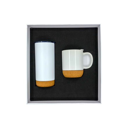 Promotional Giftset with Cork Ceramic mug and Tumbler
