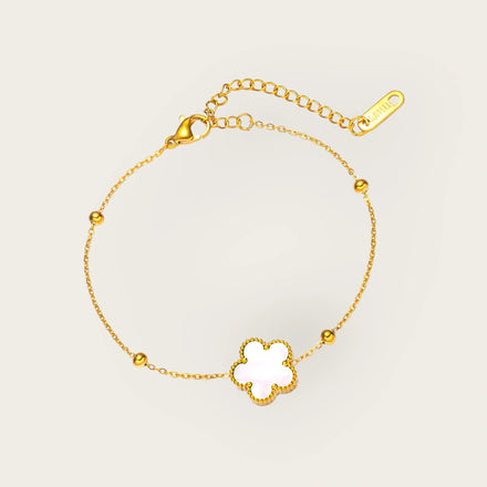 18K Gold Plated Flower Charm Bracelet
