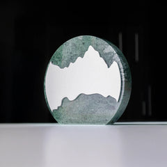 Green Stone Round Plaque Award With Metal Plate
