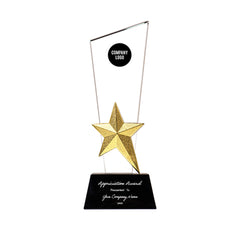 Crystal Trophy with Metal Star