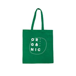 Green recycled cotton tote bag with long handles – sustainable and reusable