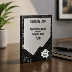Black Stone Plaque Award with Metal Plate
