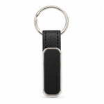 Silver Tag Leather Strap Keychain
