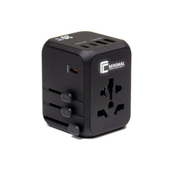 Universal travel adapter with 3 Type C and 2 USB A ports