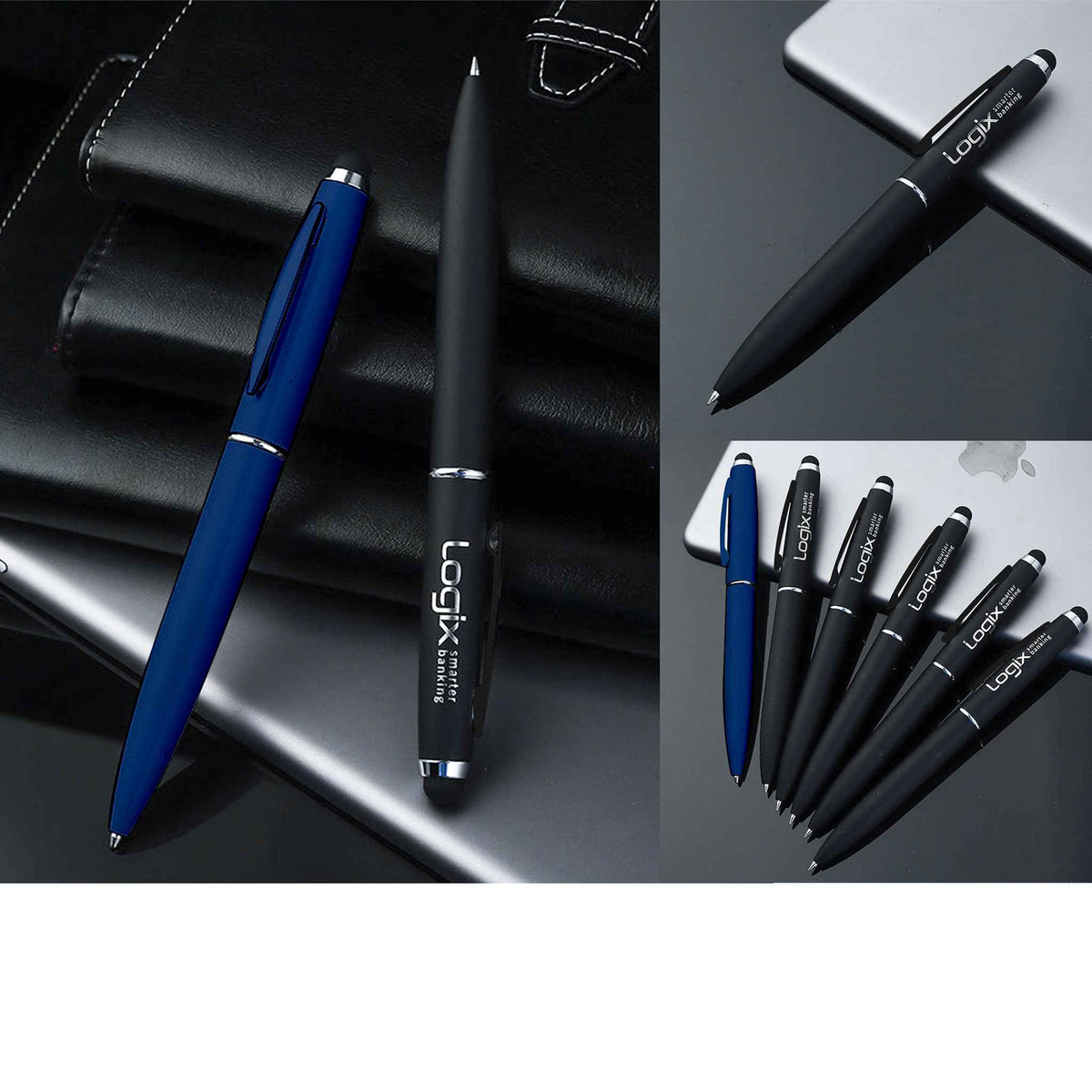 Black Metal pen with stylus Matt finish