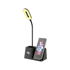 3-in-1 wireless charger with LED desk lamp and smartphone stand