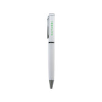 White metal pen with lined barrel and silver clip – 11610WT