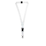 Lanyard With Buckle Metal Hook And Safety Clip White