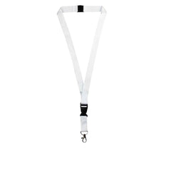 Lanyard With Buckle Metal Hook And Safety Clip White