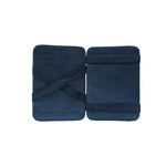 Leather card holder with both side opening Blue