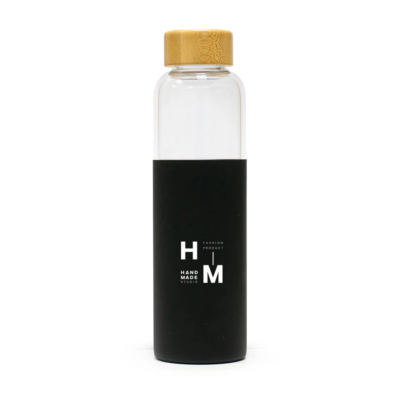 Bamboo Lid Glass Bottle With Silicon Case BK