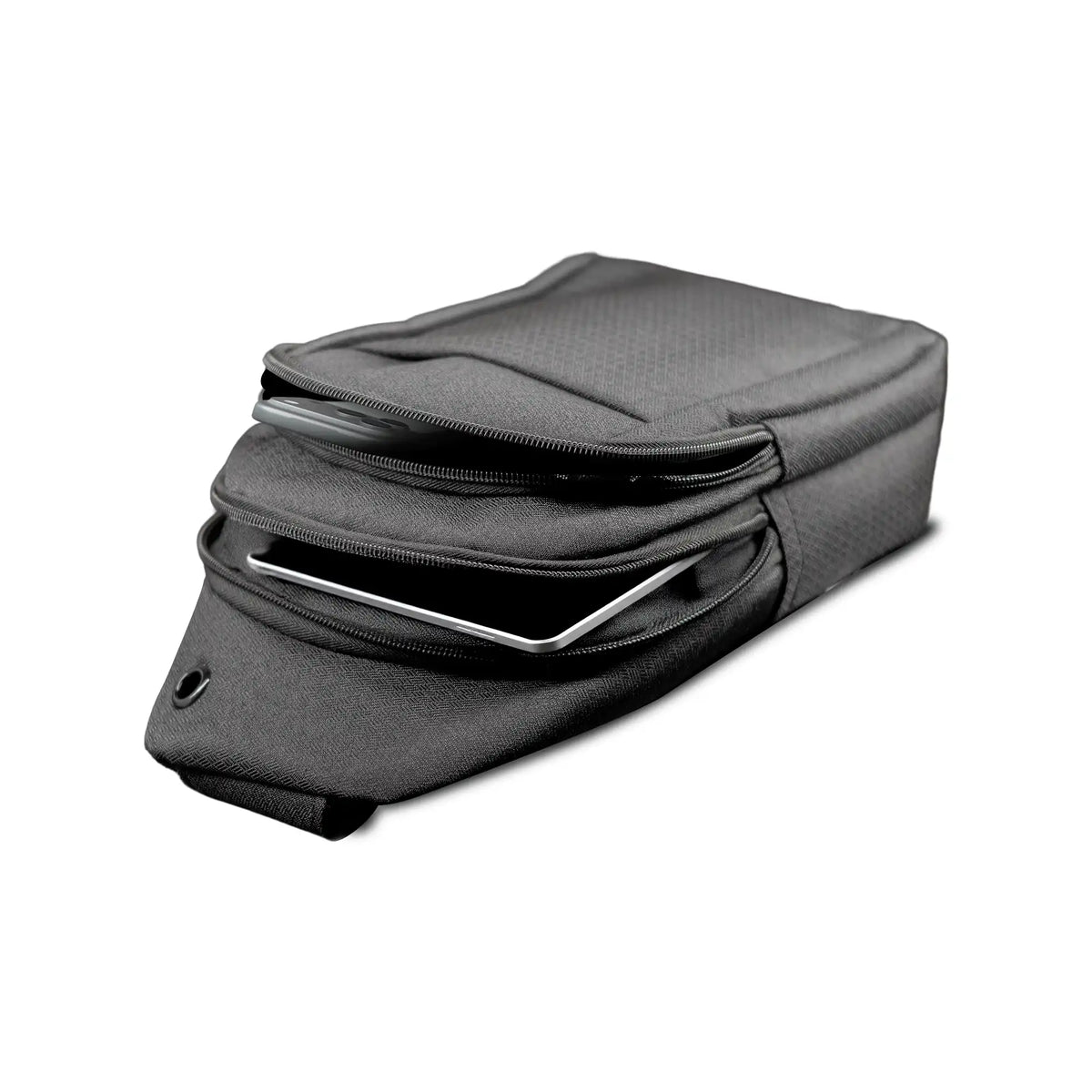 Compact black shoulder side bag with adjustable strap and zipper compartments 9. SEO Keywords Embedded: