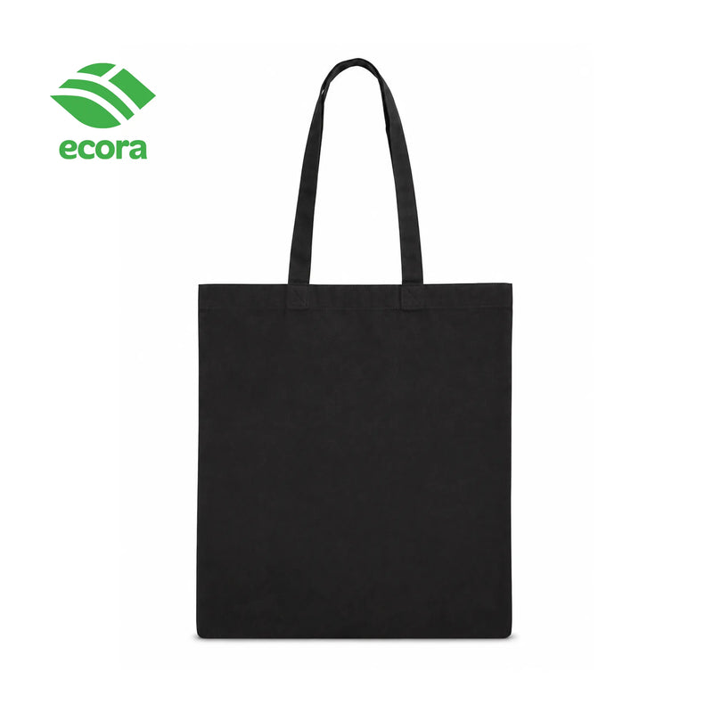 Veiro canvas shopping bag shown open with documents inside to demonstrate capacity