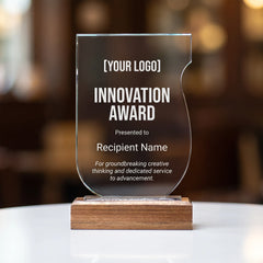 Crystal Award With Wooden Base