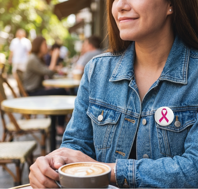Button Badge Metal Back- 75mm, 58mm, 44mm, 32mm – Pink October Edition – custom branded corporate gift, Kaaf Creations UAE
