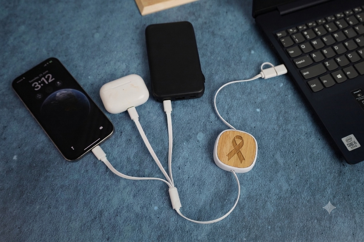 Fast Charging Cable – Pink October Edition – custom branded corporate gift, Kaaf Creations UAE