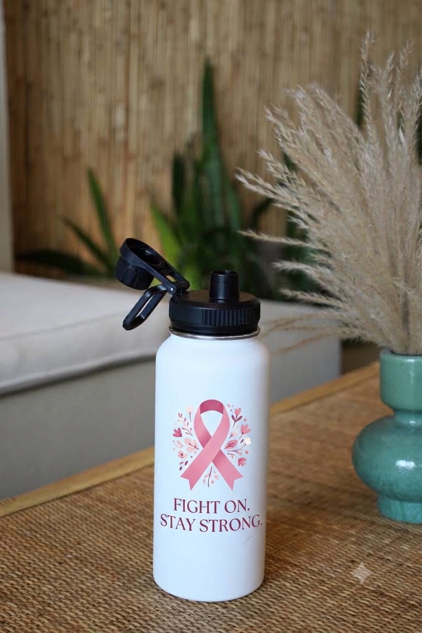 Magnetic Lid Stainless Steel Bottle – Pink October Edition – custom branded corporate gift, Kaaf Creations UAE