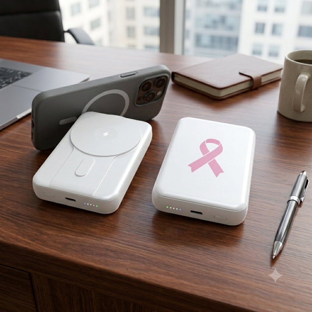 Magsafe Powerbank – Pink October Edition – custom branded corporate gift, Kaaf Creations UAE