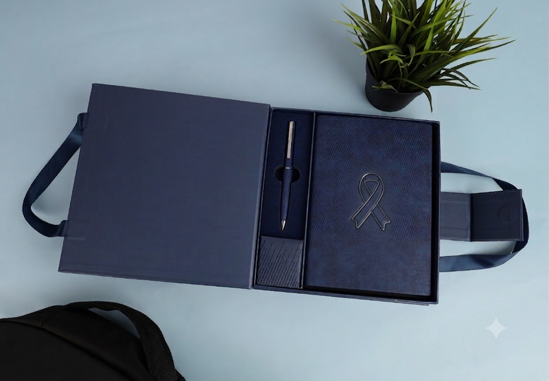 Premium Gift Set - Blue Corporate Gift Box – Pink October Edition – custom branded corporate gift, Kaaf Creations UAE