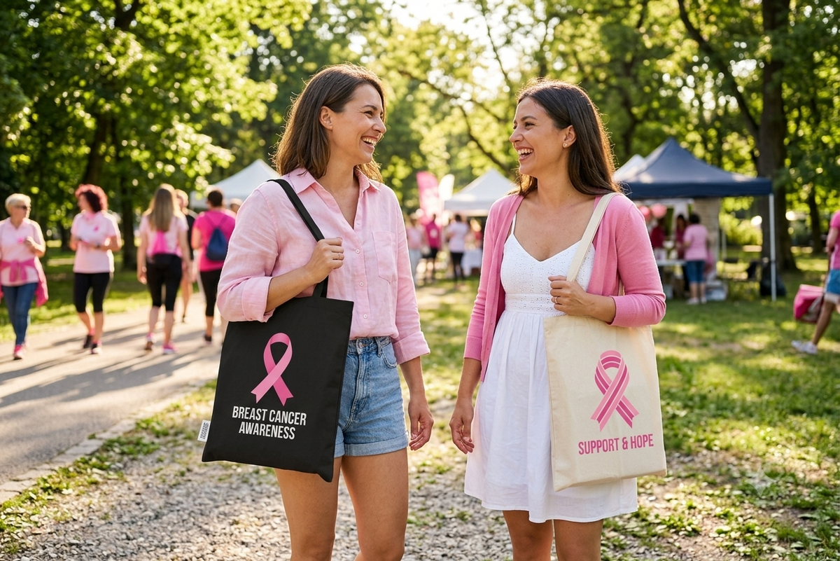 Recycled Cotton Bag – Pink October Edition – custom branded corporate gift, Kaaf Creations UAE