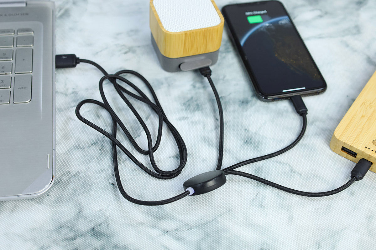 Light up 4 in 1 Charging Cable 1 Metre – custom branded corporate gift, Kaaf Creations UAE