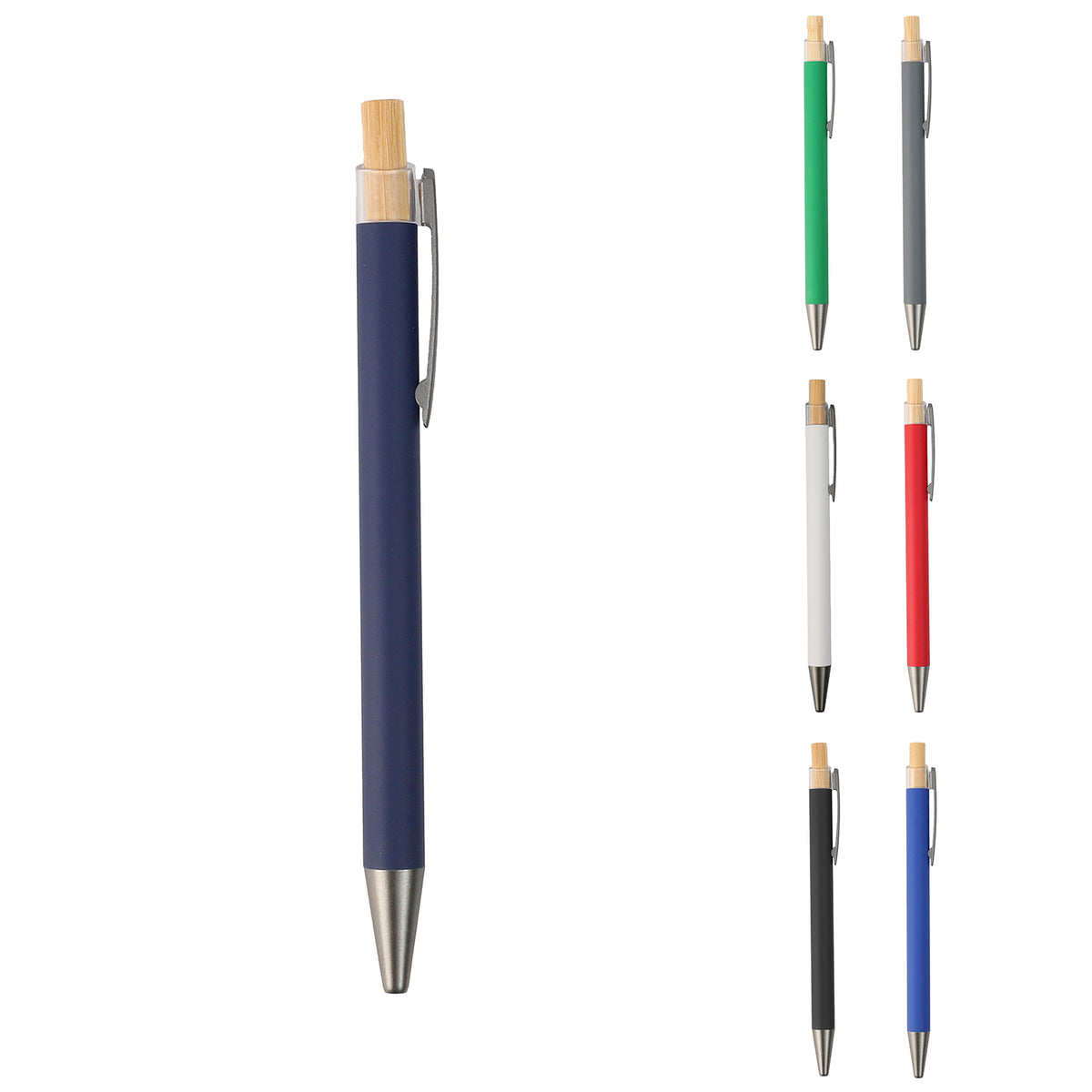 Metal Ball Pen with Bamboo Button – custom branded corporate gift, Kaaf Creations UAE