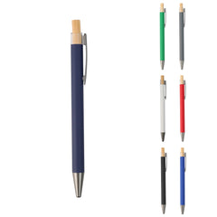 Metal Ball Pen with Bamboo Button – custom branded corporate gift, Kaaf Creations UAE
