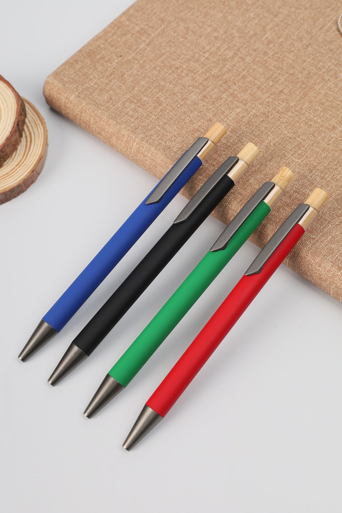 Metal Ball Pen with Bamboo Button – custom branded corporate gift, Kaaf Creations UAE