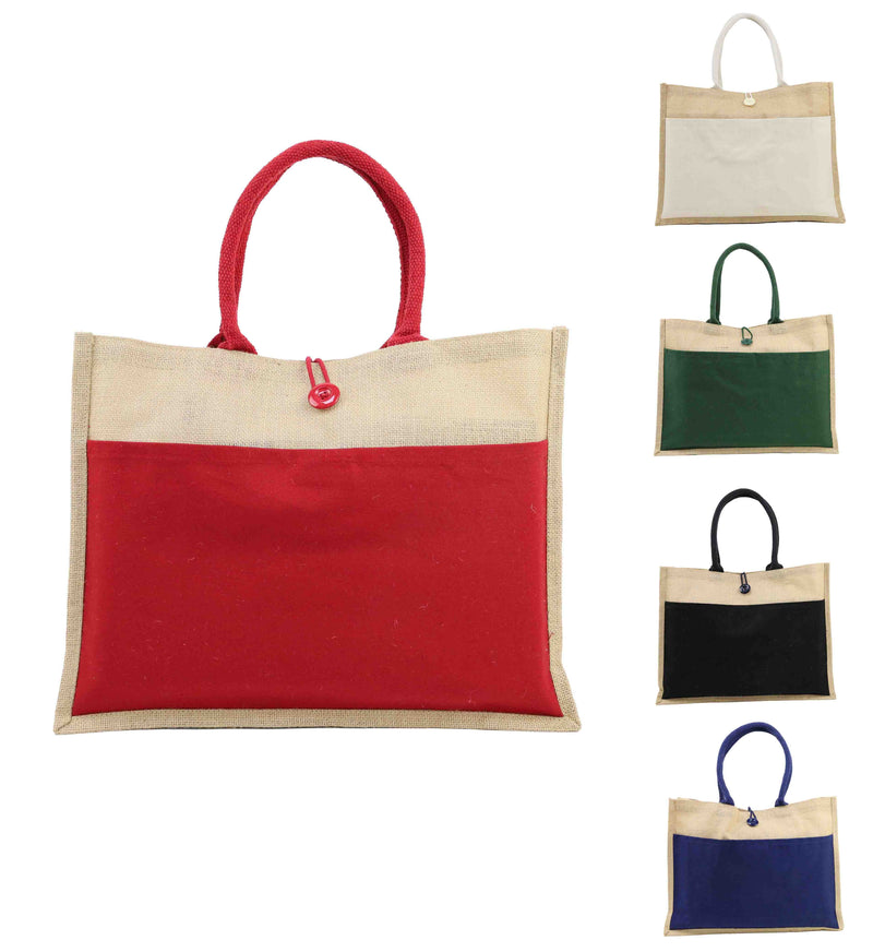 Jute Bag with Canvas Pocket – custom branded corporate gift, Kaaf Creations UAE