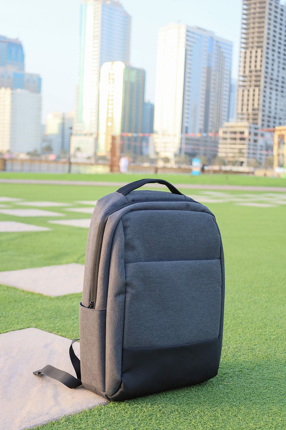 Leather & Fabric Backpack – custom branded corporate gift, Kaaf Creations UAE
