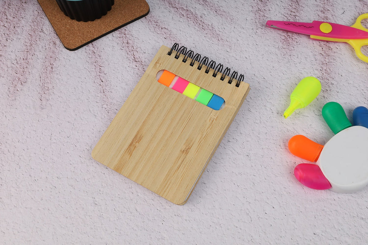Mini Bamboo Notebook with Memo Pad – custom branded corporate gift, Kaaf Creations UAE