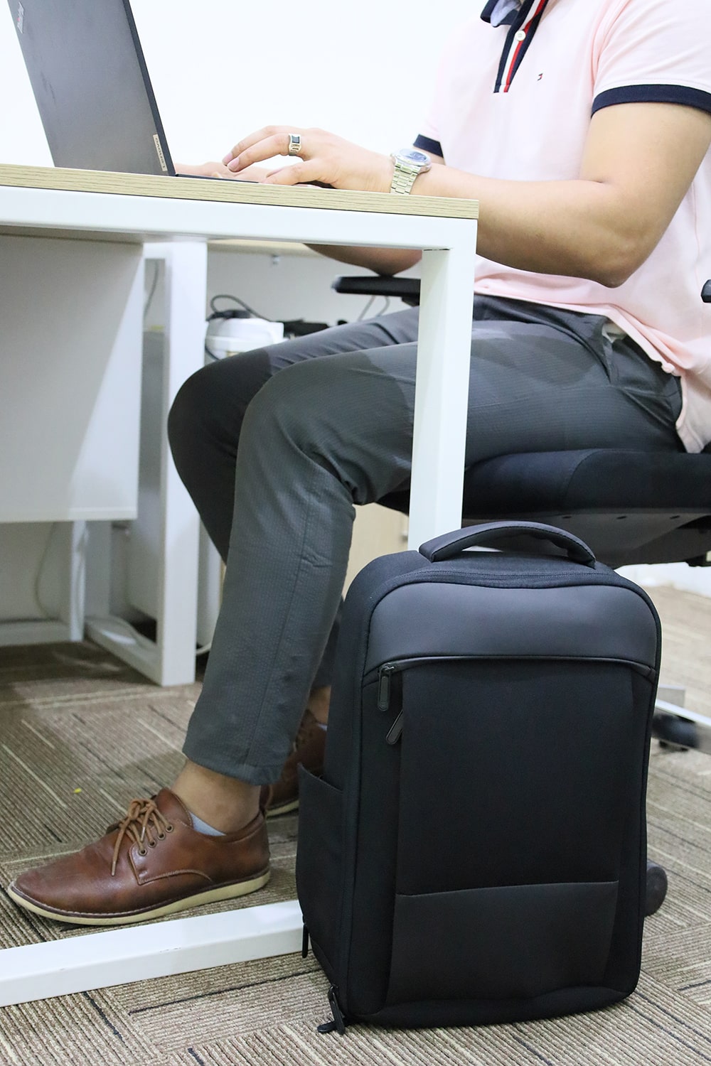 Black Leather Backpack – custom branded corporate gift, Kaaf Creations UAE