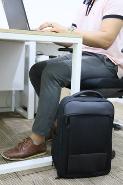 Black Leather Backpack – custom branded corporate gift, Kaaf Creations UAE