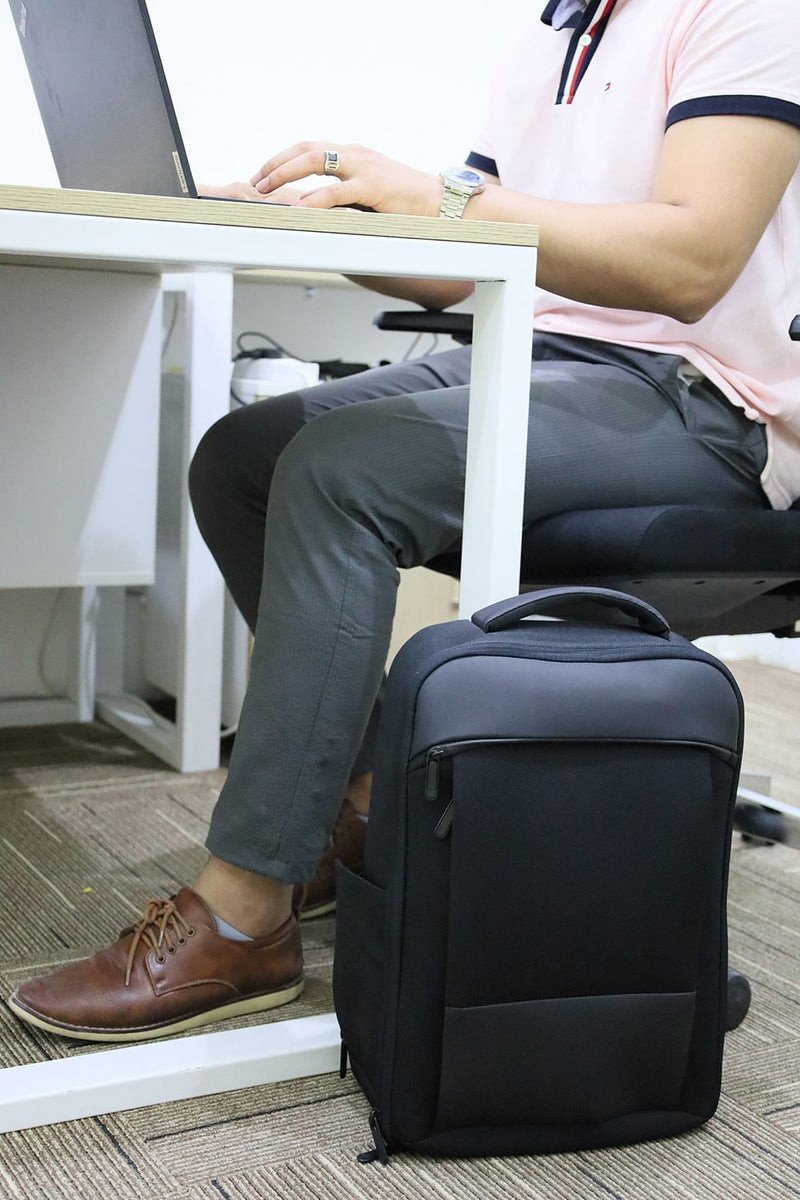Black Leather Backpack – custom branded corporate gift, Kaaf Creations UAE