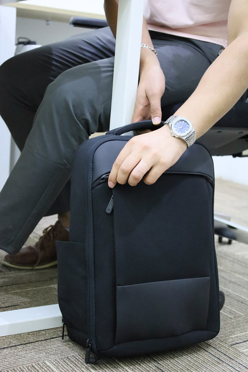 Black Leather Backpack – custom branded corporate gift, Kaaf Creations UAE