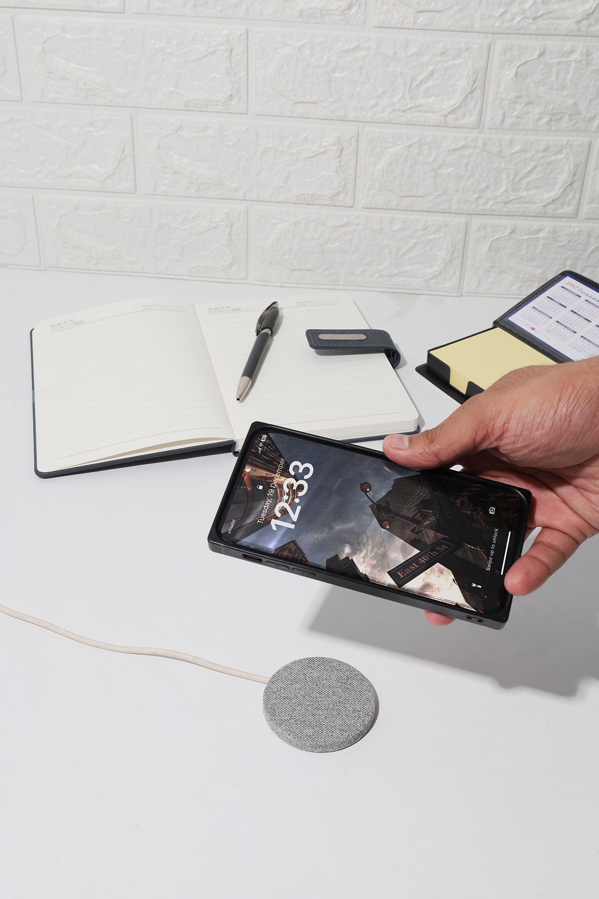 RPET & Cork Wireless Charger – custom branded corporate gift, Kaaf Creations UAE