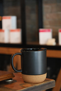 Ceramic Mug with Cork Bottom – custom branded corporate gift, Kaaf Creations UAE