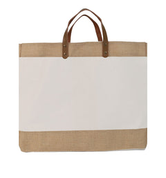 Canvas & Jute Bag with Leather Handle – custom branded corporate gift, Kaaf Creations UAE