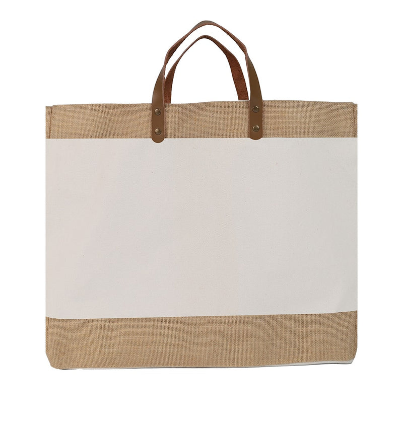 Canvas & Jute Bag with Leather Handle – custom branded corporate gift, Kaaf Creations UAE