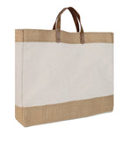 Canvas & Jute Bag with Leather Handle – custom branded corporate gift, Kaaf Creations UAE